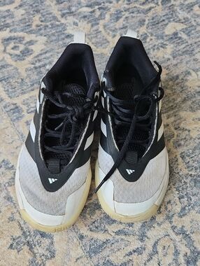 adidas Black and White Trainer with Quilted Tongue